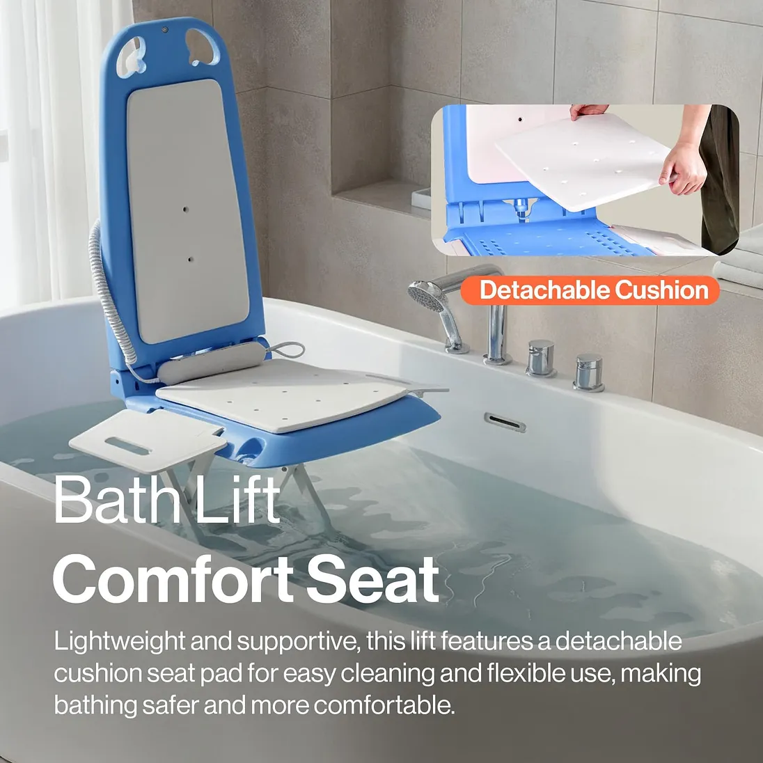 SuperHandy Portable Floor & Bath Lift with Removable Panels, Spa Blue, 330 lb Capacity - GUT195
