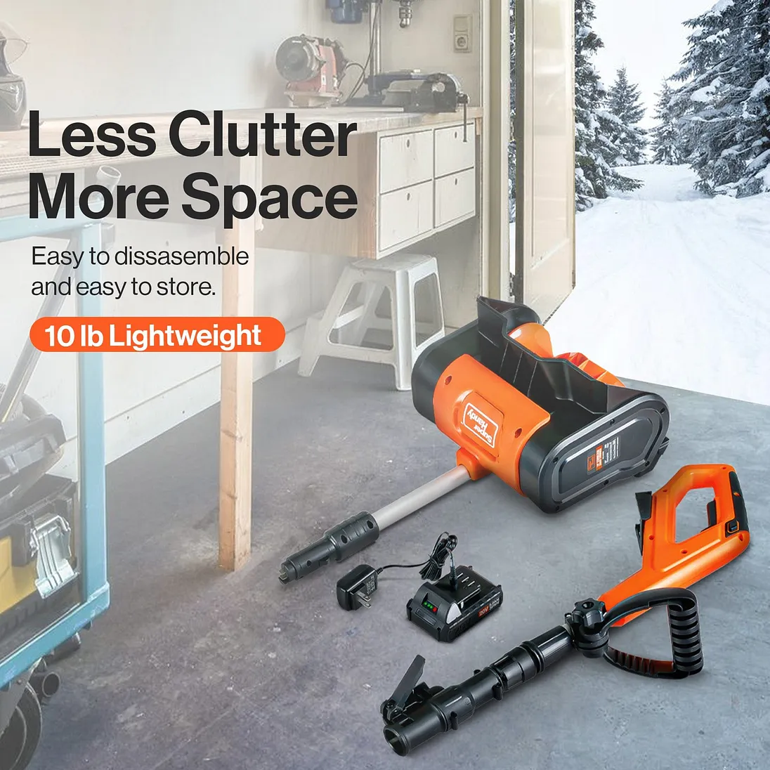SuperHandy Electric Snow Thrower, 20V 4Ah Battery, 10" Clearing Width - GUT132