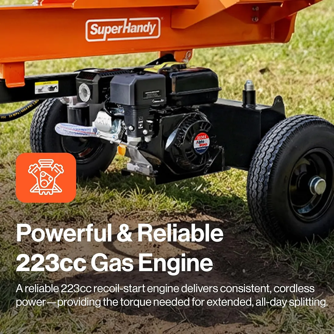 SuperHandy 27 Ton Gas Log Splitter, 223cc, 24" Max Log Length, Vertical/Horizontal - GUT199