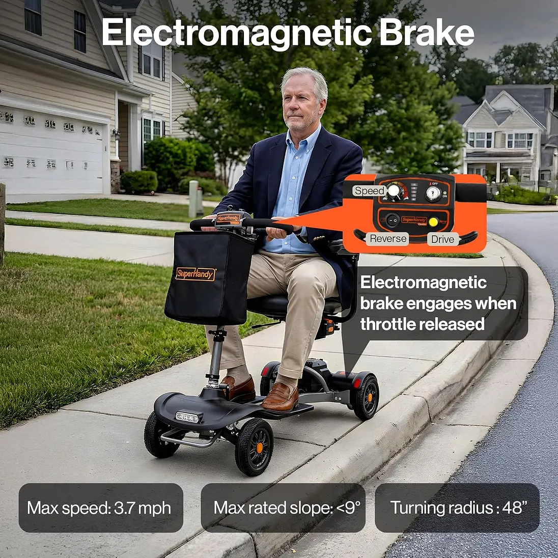SuperHandy Passport Flex 4-Wheel Mobility Scooter, Quick-Disassembly Aluminum Frame - GUT204