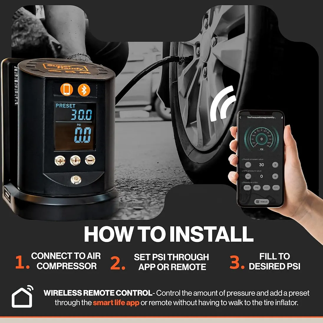SuperHandy Automatic Tire Inflator for Cars, Trucks & Off-Road Vehicles - GUT160
