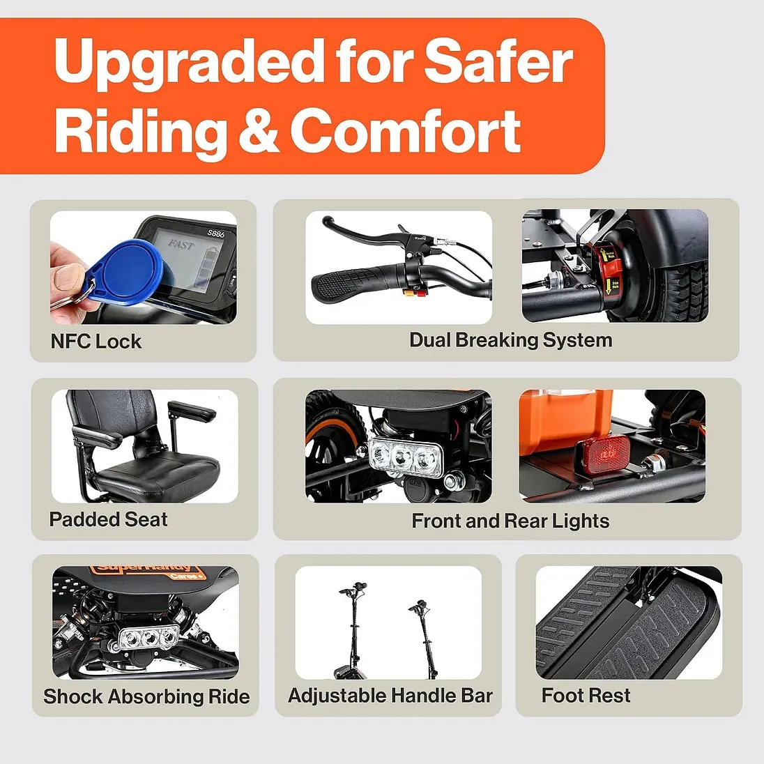 SuperHandy Explorer Prime 4-Wheel Foldable All-Terrain Mobility Scooter, Dual 48V Batteries - GUT193