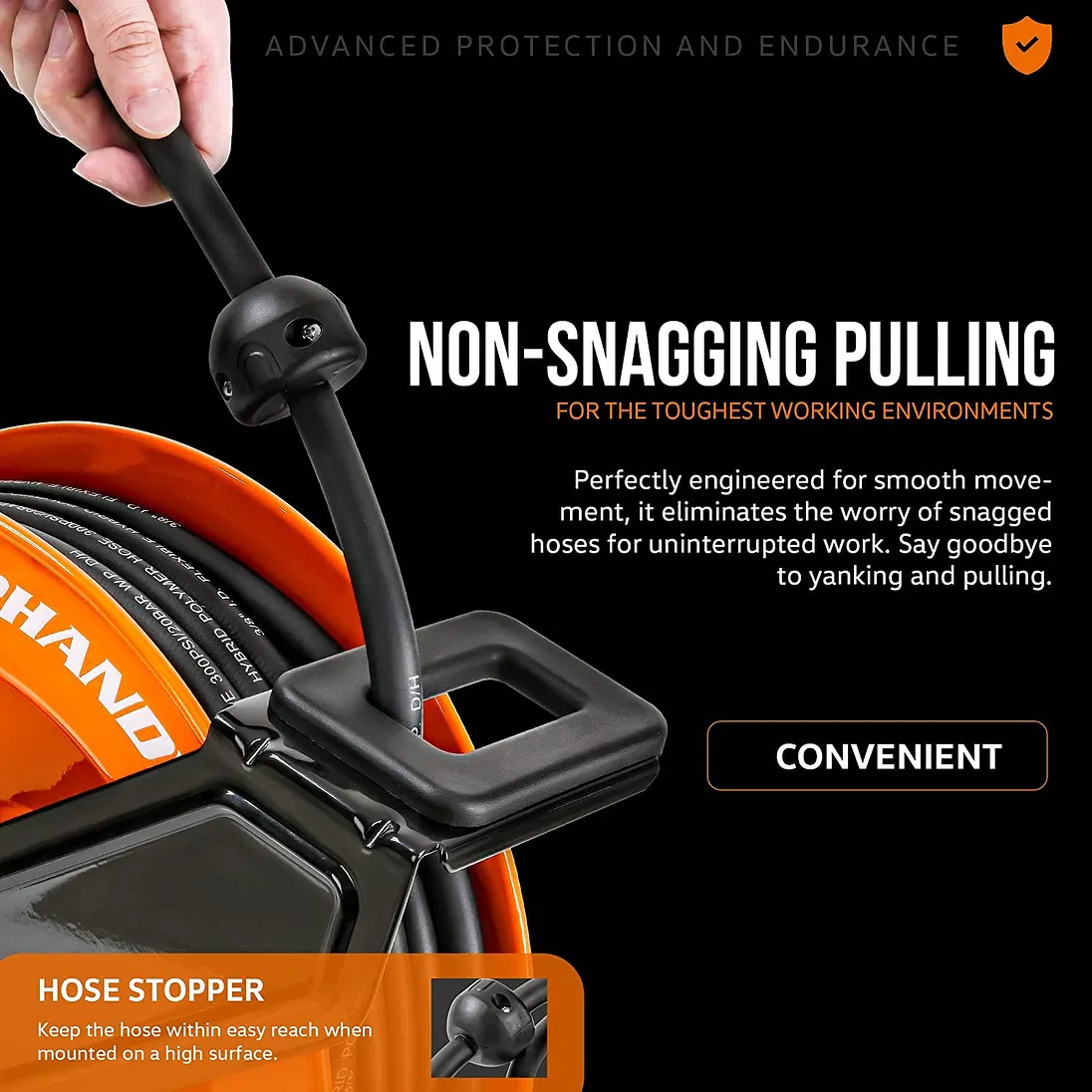SuperHandy Steel Air Hose Reel, 50 ft, Retractable & Mountable - GUR075