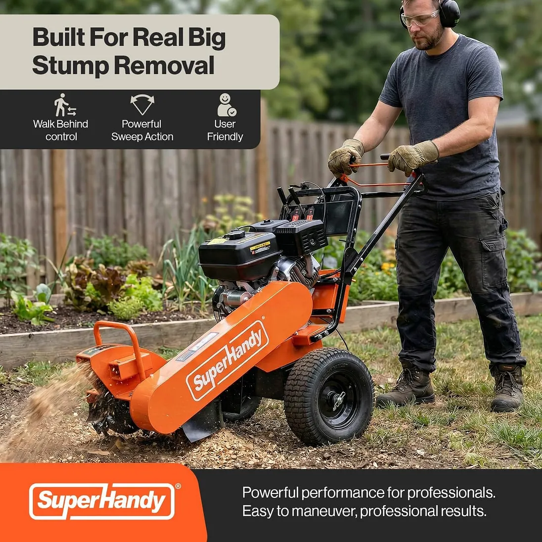 SuperHandy 15HP Gas Stump Grinder with Electric Start & Sweep Function, 420cc - GUO152