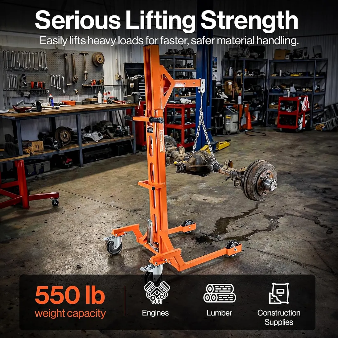 SuperHandy Portable Hydraulic Crane Lift, Tool-Free Disassembly - GUO147