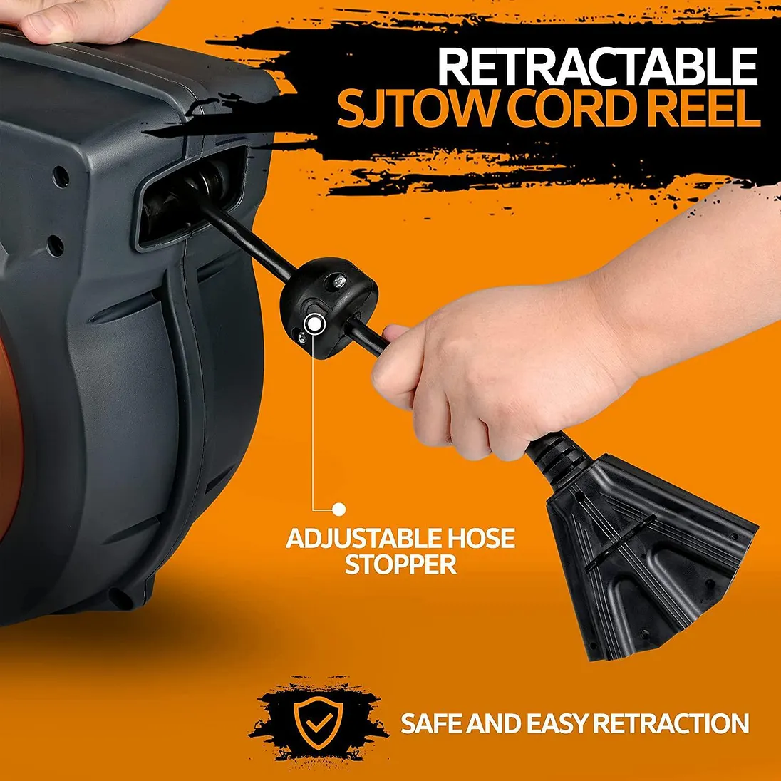 SuperHandy Enclosed Extension Cord Reel, 16AWG, 50 ft - GUR028