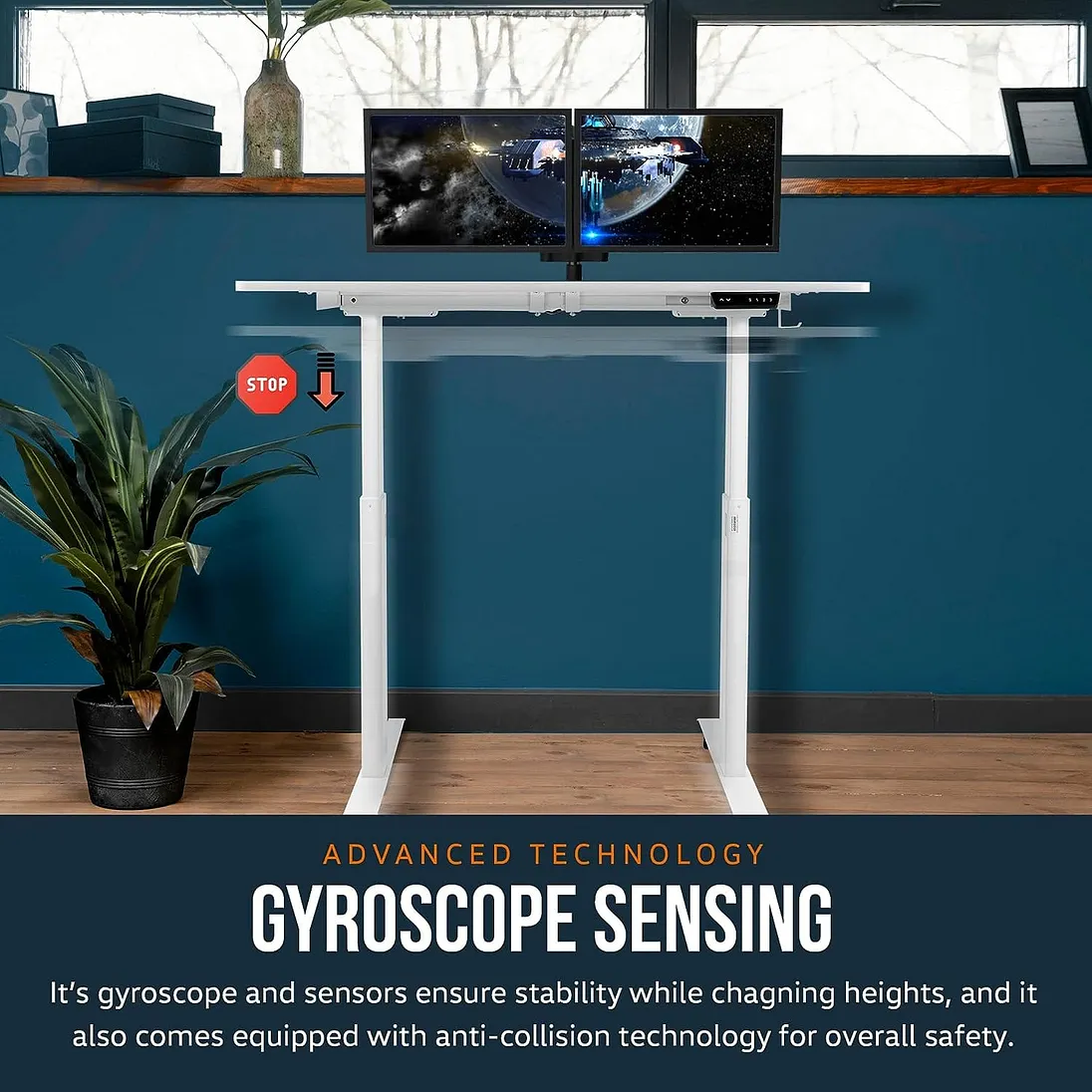 SuperHandy Electric Standing Desk, 48" x 30", Pristine White - GUT151