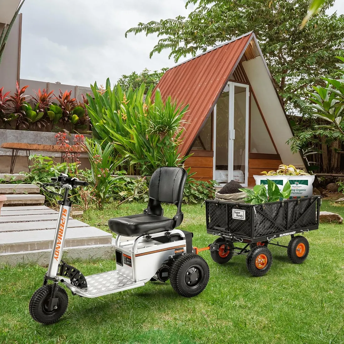 SuperHandy Towable Garden Cart with Quick Dump, 10" Tires - GUO109