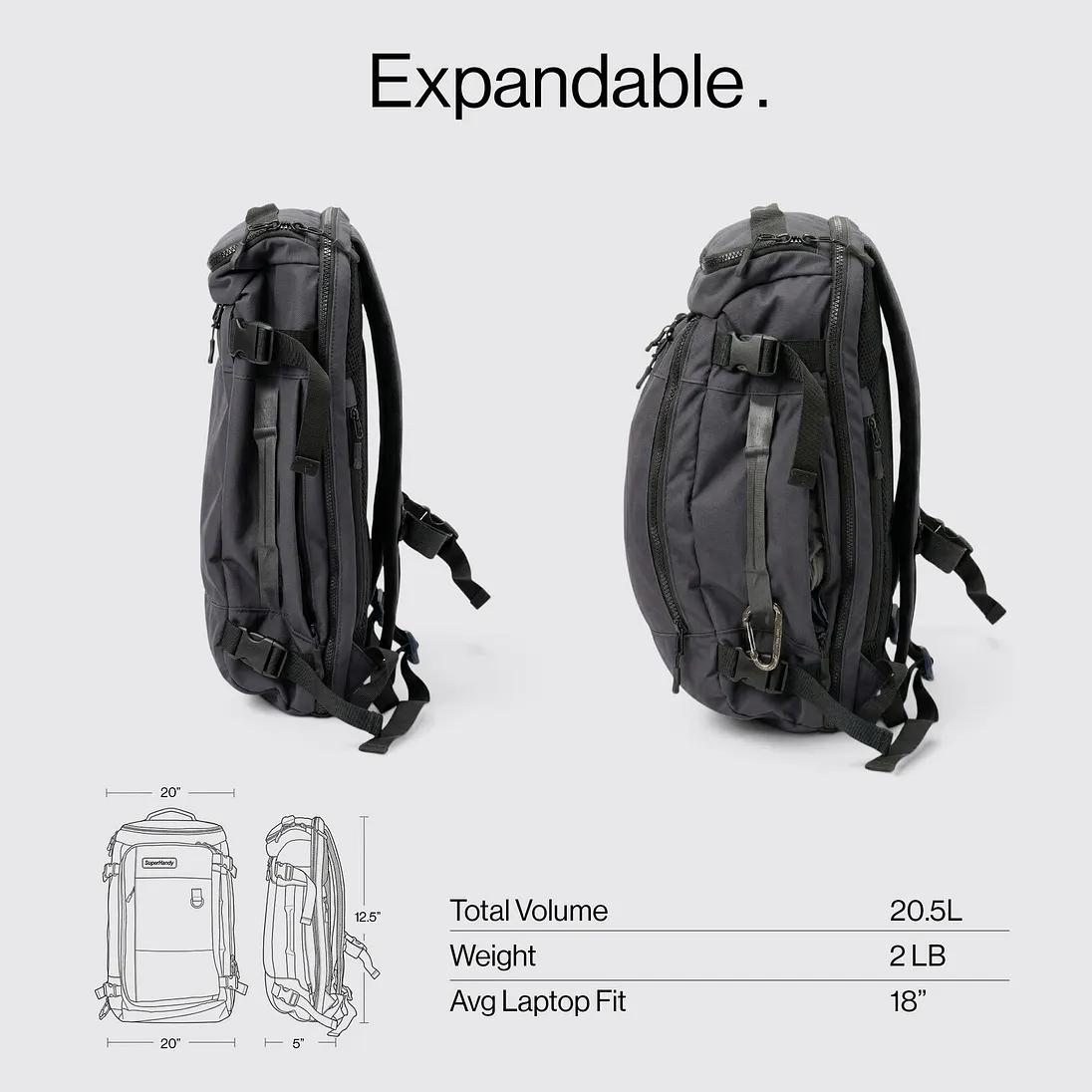 SuperHandy 17" Water-Resistant Tech Backpack with Laptop Compartment - GUT211