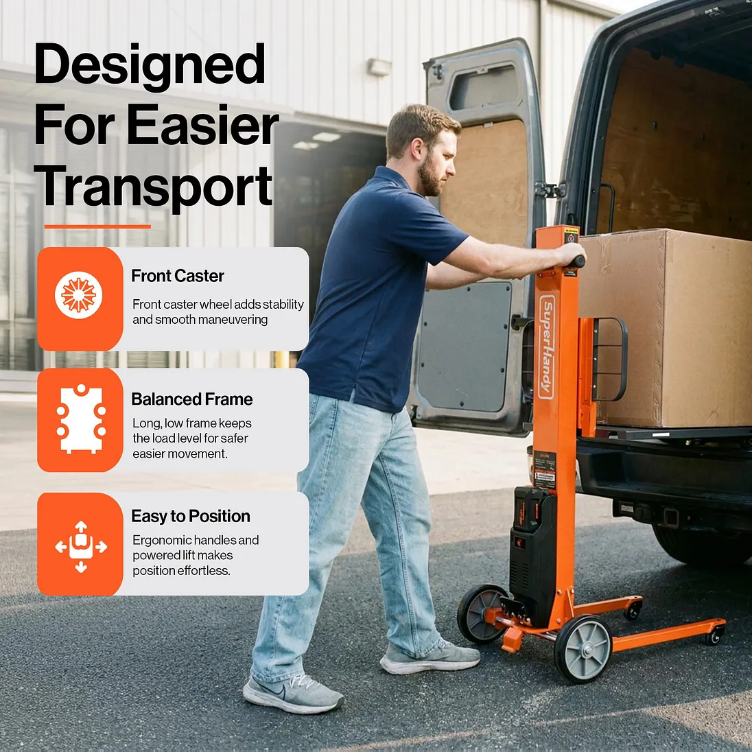 SuperHandy Powered Lift Hand Truck & Load Positioner, 220 lb Capacity - GUO161