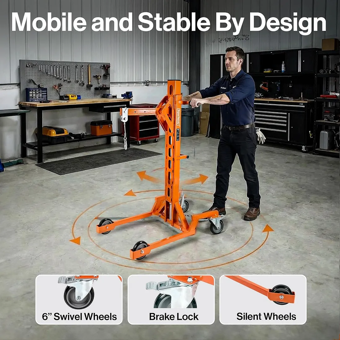 SuperHandy Portable Hydraulic Crane Lift, Tool-Free Disassembly - GUO147