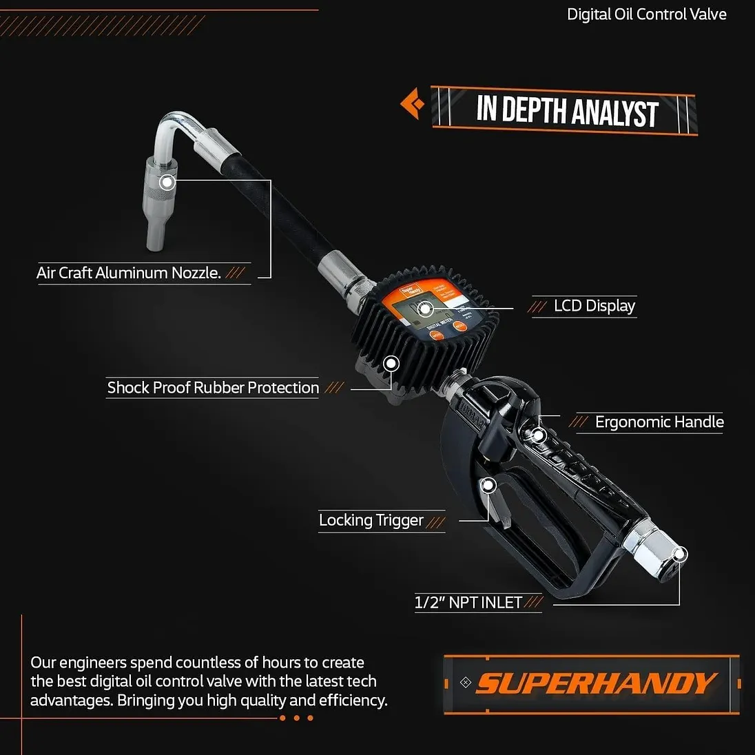 SuperHandy Digital Oil Gun, 10 GPM, 1/2" Inlet - GUL009