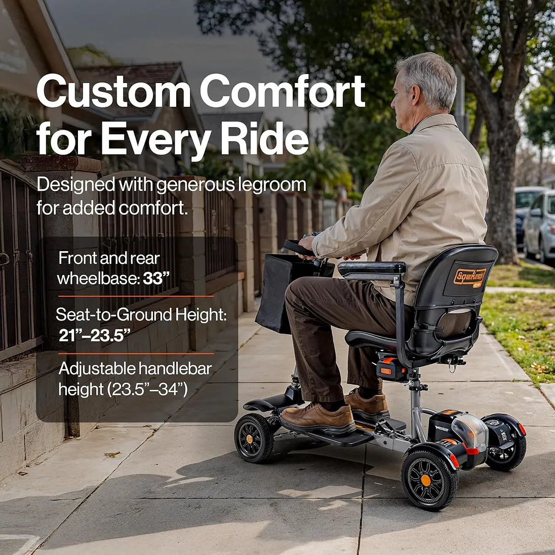 SuperHandy Passport Flex 4-Wheel Mobility Scooter, Quick-Disassembly Aluminum Frame - GUT204