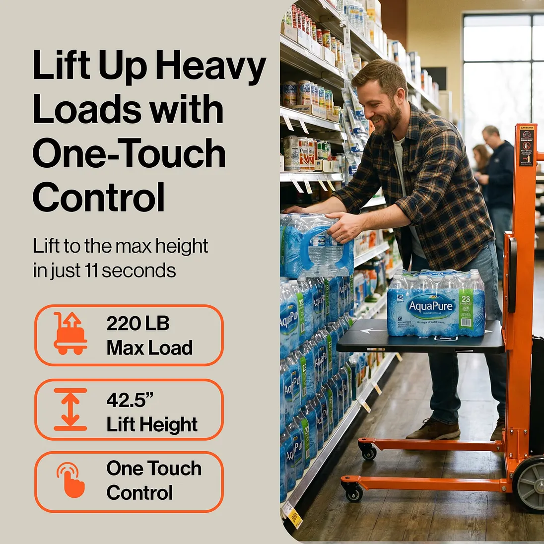 SuperHandy Powered Lift Hand Truck & Load Positioner, 220 lb Capacity - GUO161