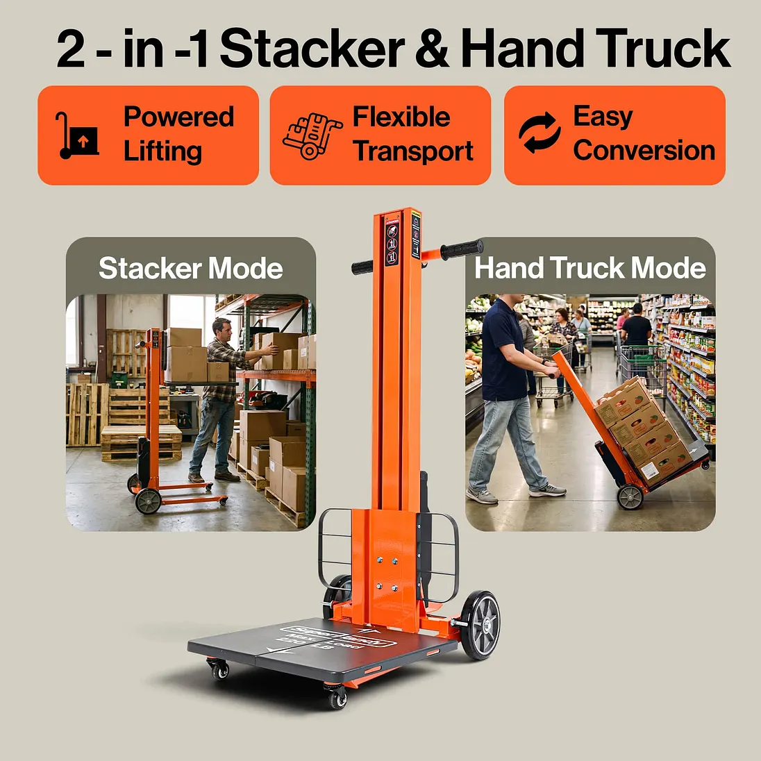 SuperHandy Powered Lift Hand Truck & Load Positioner, 220 lb Capacity - GUO161