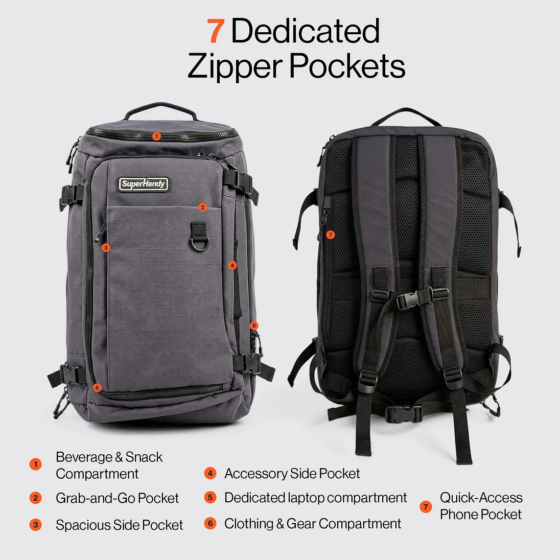 SuperHandy 17" Water-Resistant Tech Backpack with Laptop Compartment - GUT211