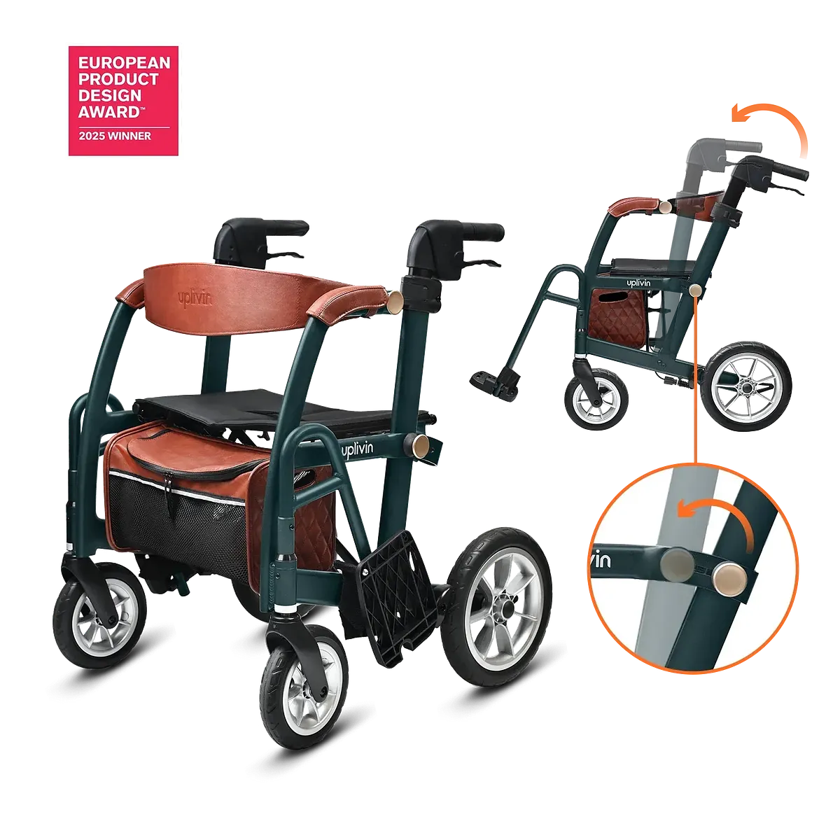 Enhance Mobility Uplivin Gavo 2-in-1 Rollator & Transport Chair
