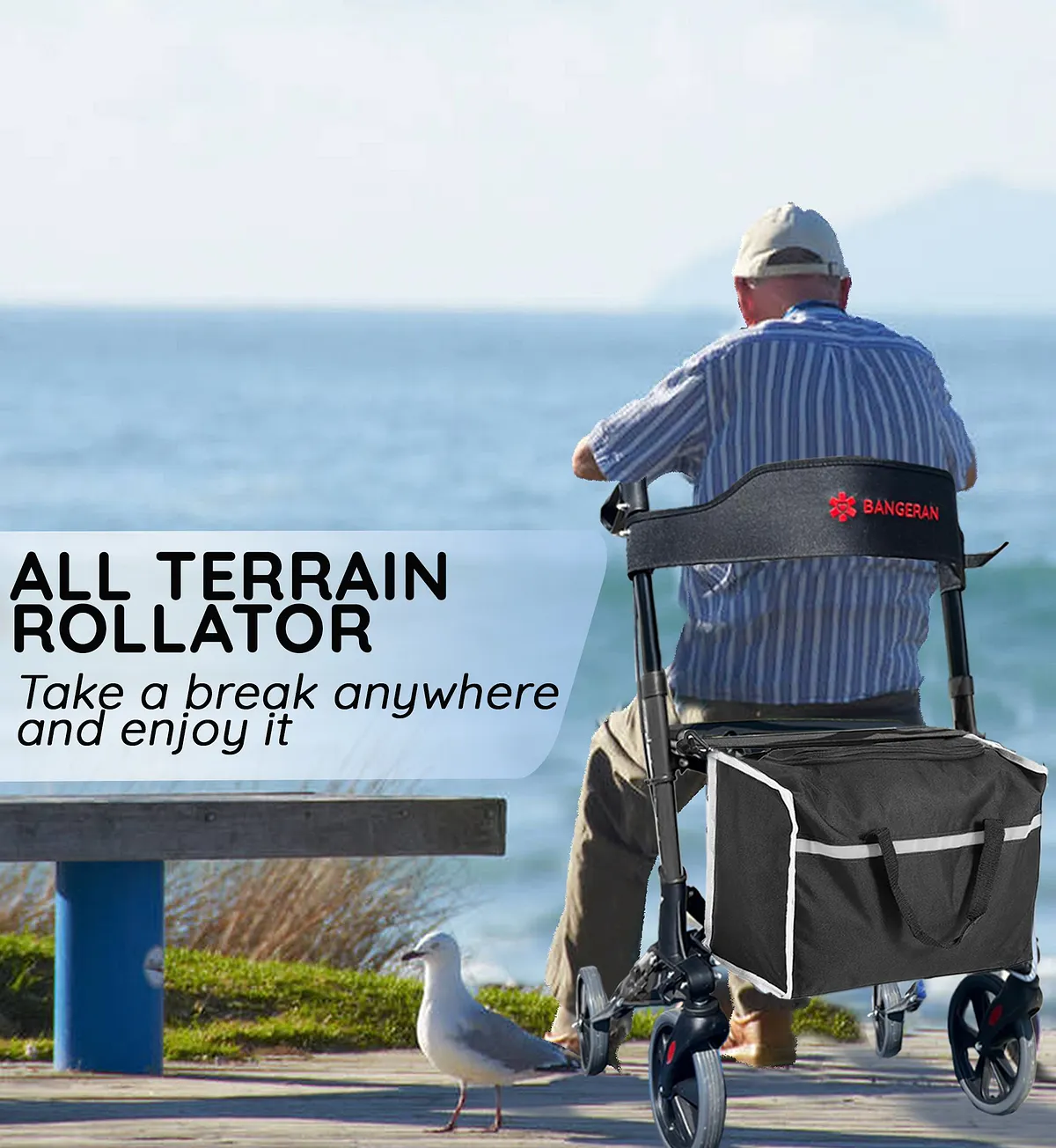 Bangeran EasyCarryMate Foldable 4-Wheel Rollator Walker