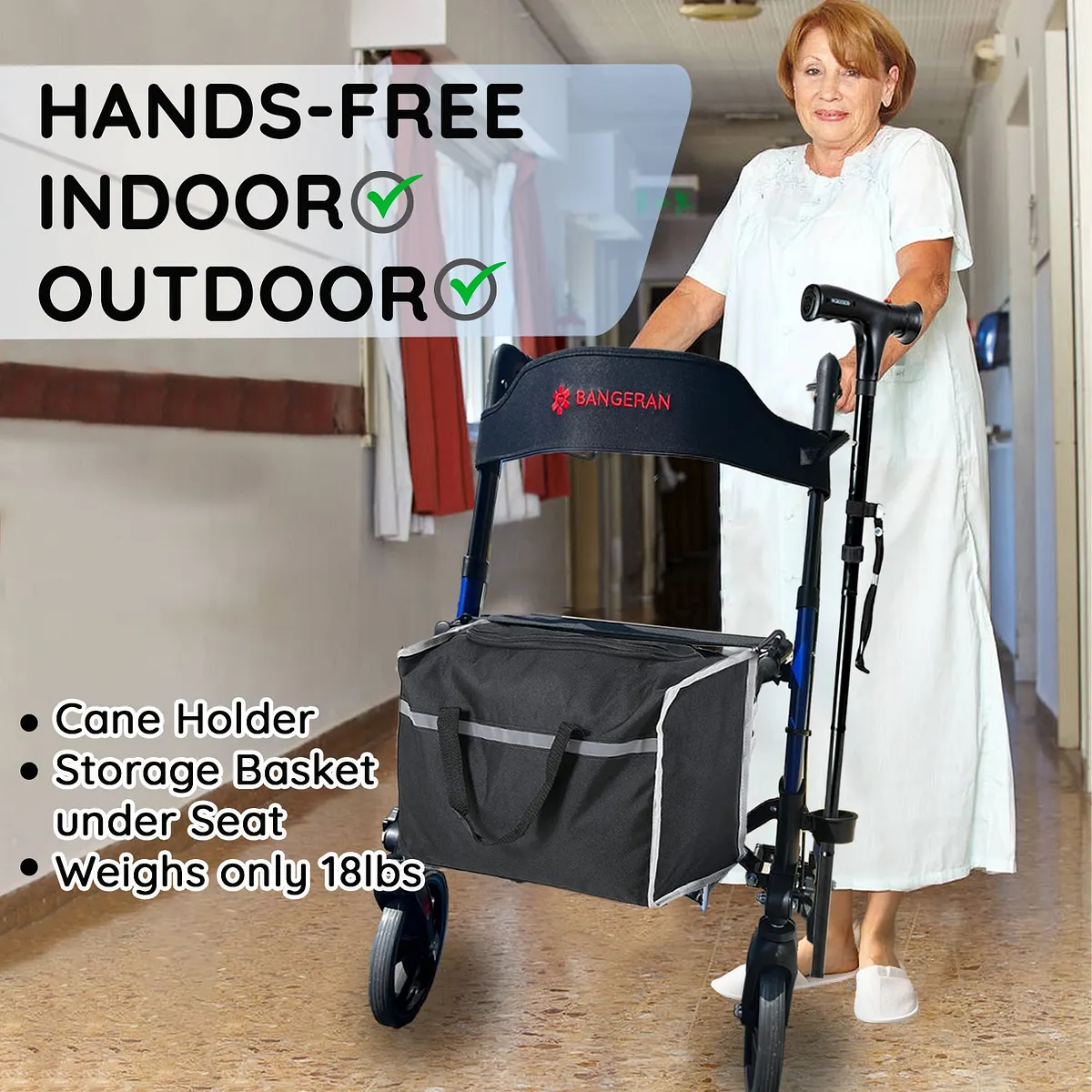 Bangeran EasyCarryMate Foldable 4-Wheel Rollator Walker