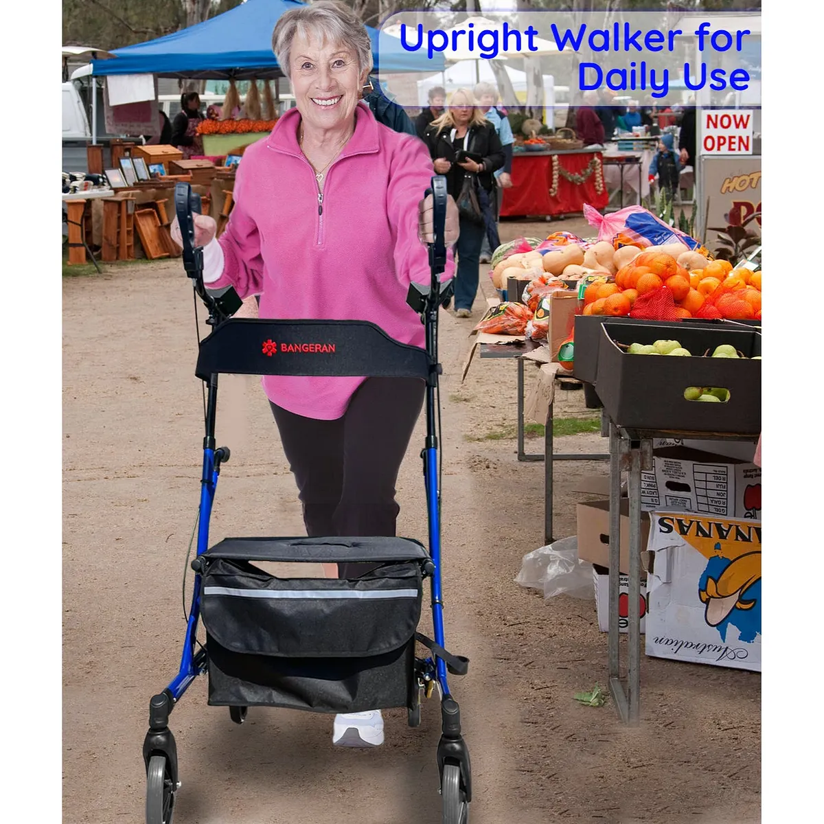 Bangeran BreezeStride Foldable 4-Wheel Rollator Walker