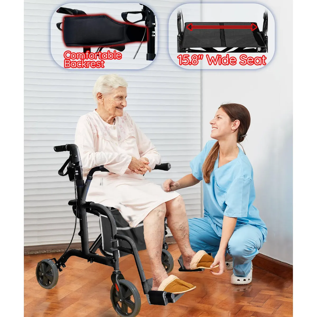 Bangeran DayWalker Lightweight Foldable 2-in-1 Rollator Walker