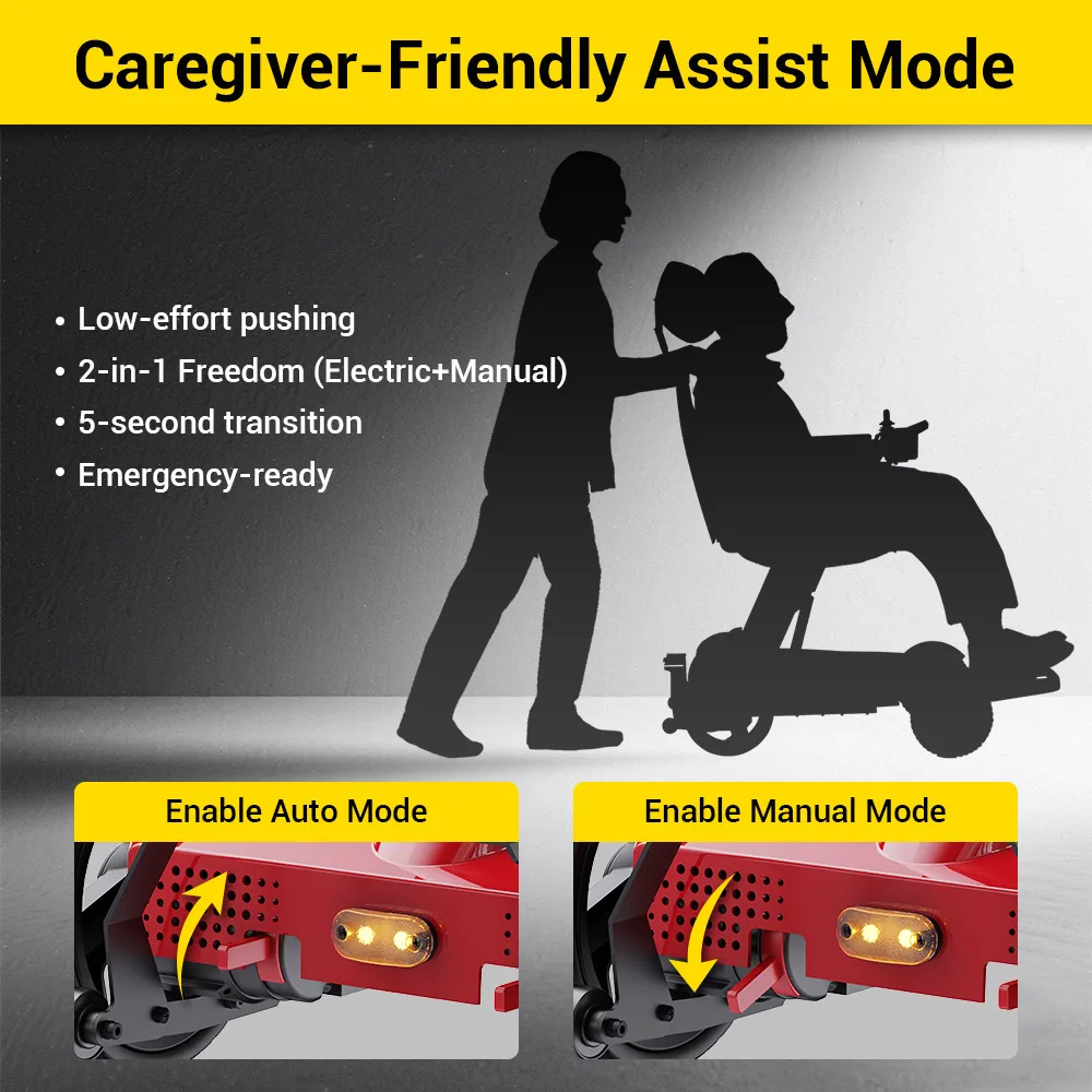 EASWE L10 electric wheelchair with adjustable seat height and headrest