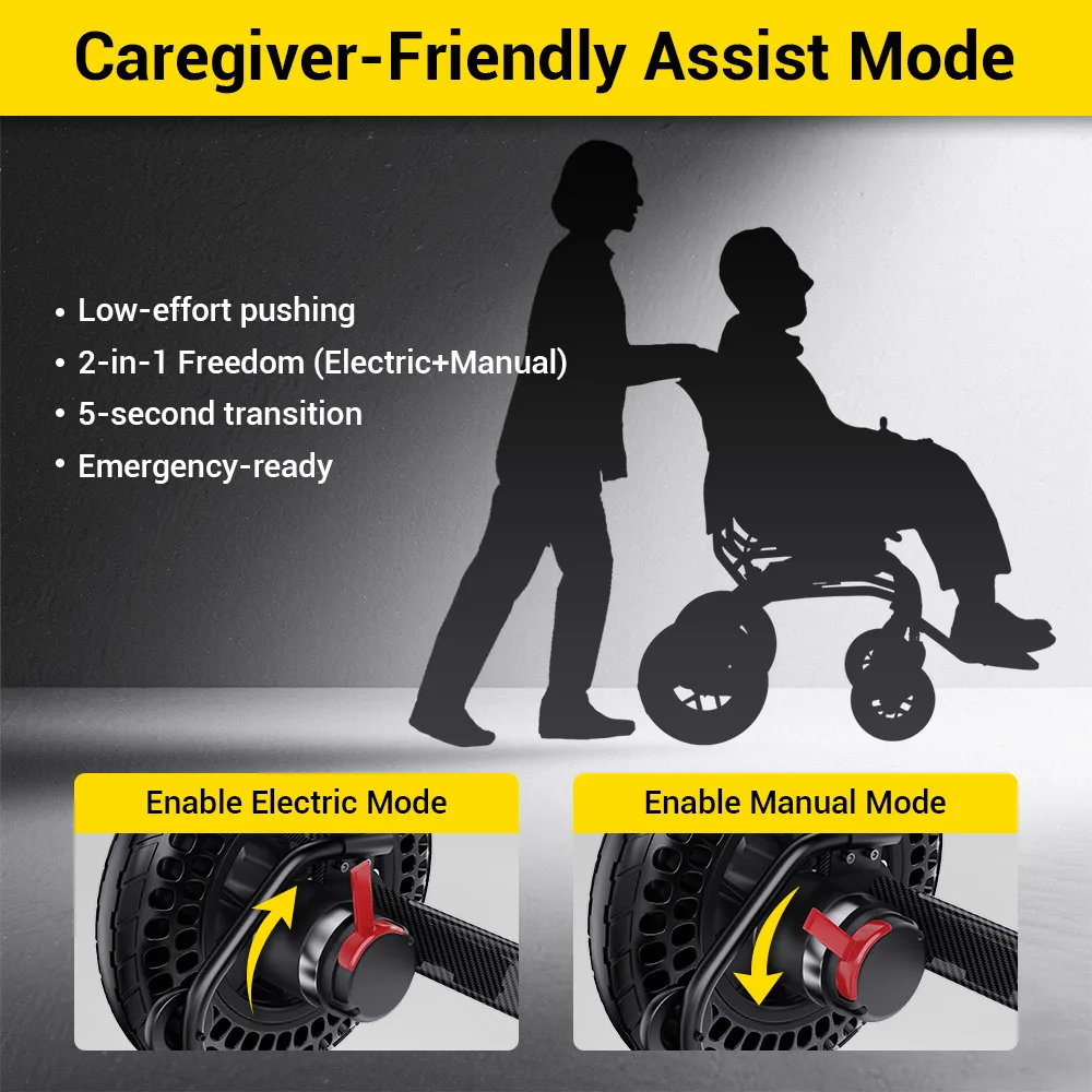 EASWE B20 folding power wheelchair with large rear wheels