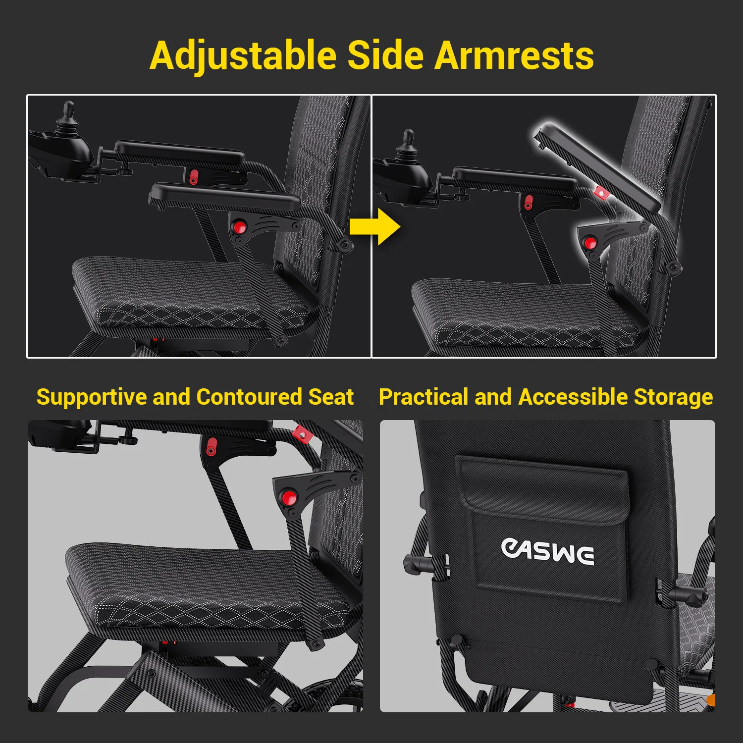EASWE E10 electric wheelchair for seniors with joystick control