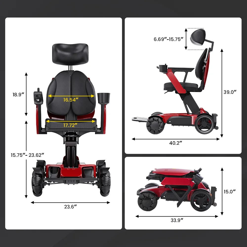 EASWE L10 electric wheelchair with adjustable seat height and headrest