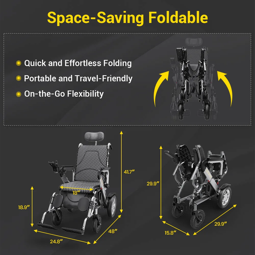EASWE G10 heavy duty reclining electric wheelchair with headrest
