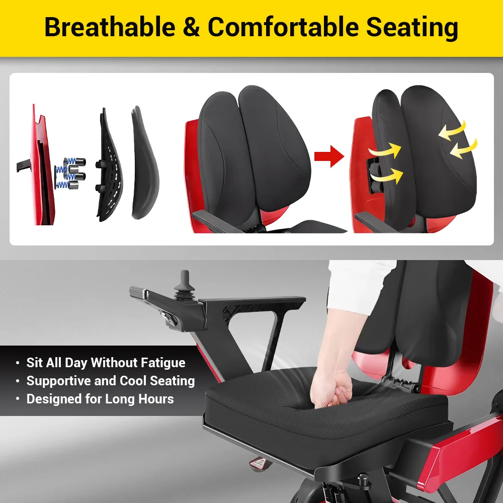EASWE L10 electric wheelchair with adjustable seat height and headrest