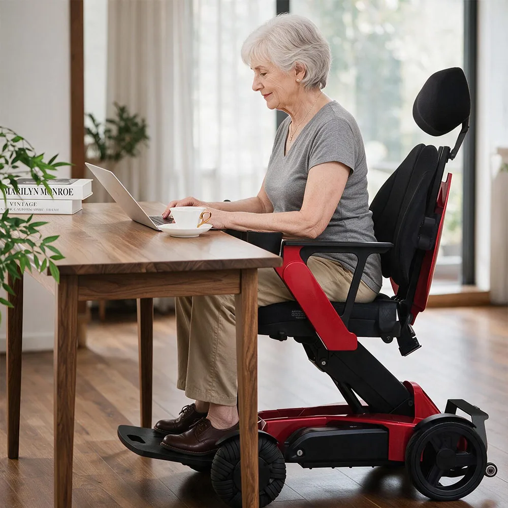 EASWE L10 electric wheelchair with adjustable seat height and headrest