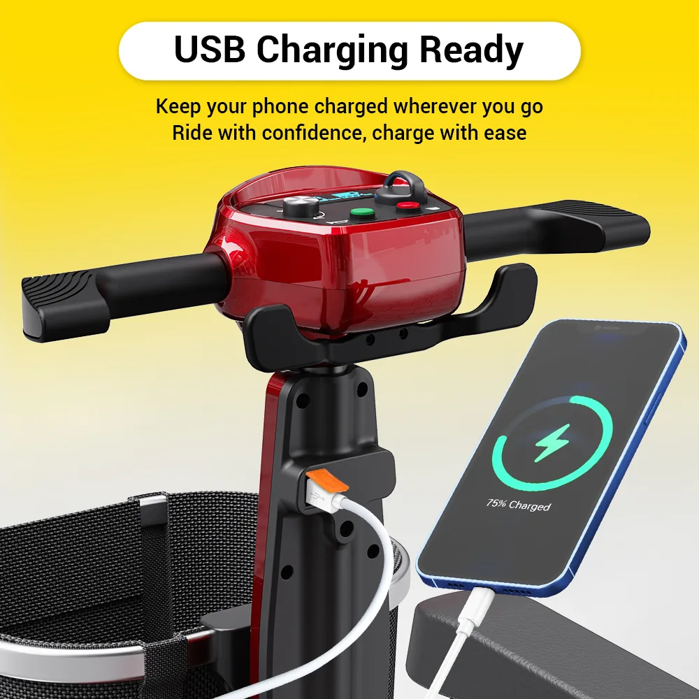 EASWE M10 foldable mobility scooter in red
