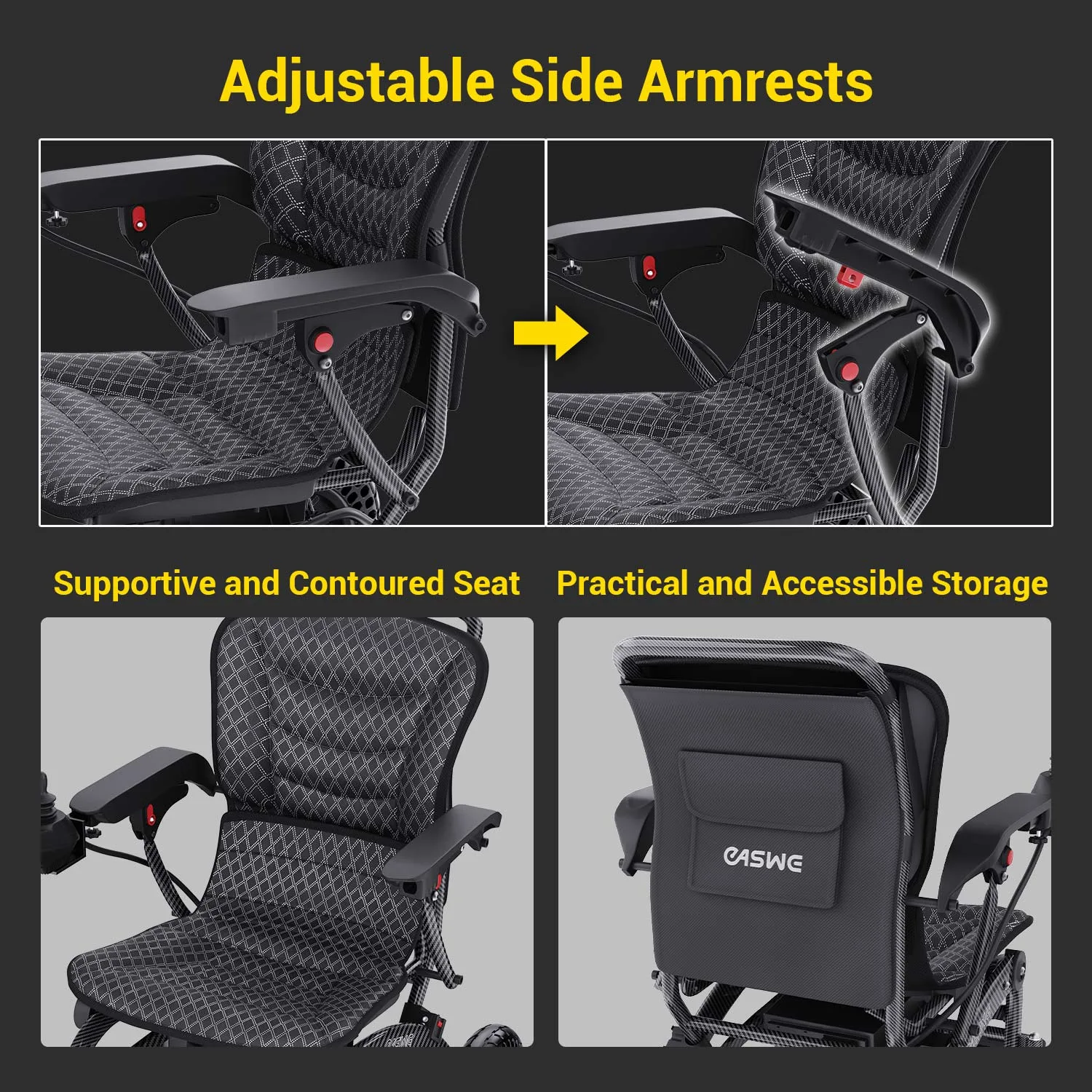 EASWE B20 folding power wheelchair with large rear wheels