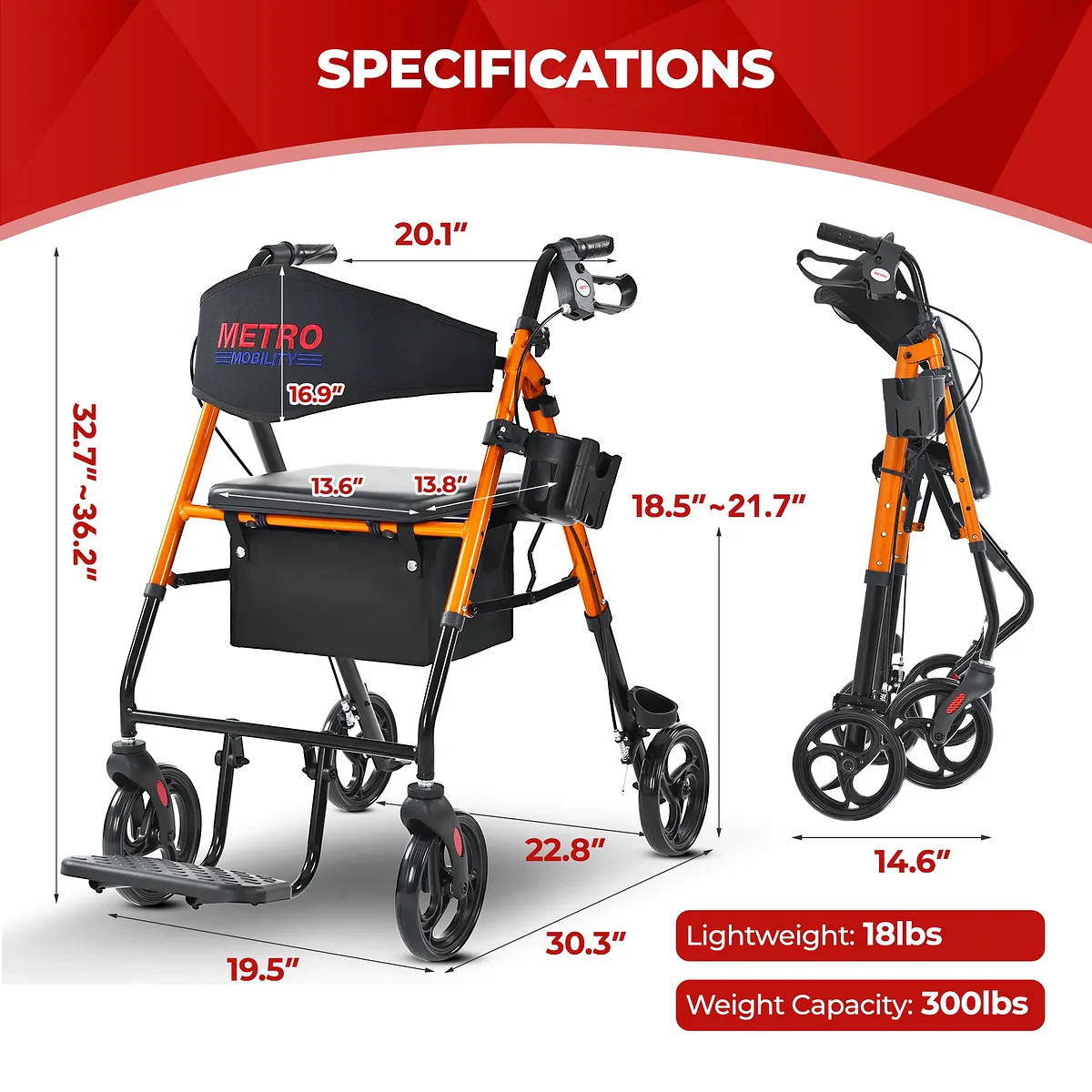 Metro Mobility M913P 2-in-1 Rollator