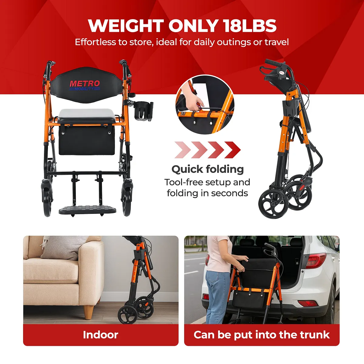 Metro Mobility M913P 2-in-1 Rollator