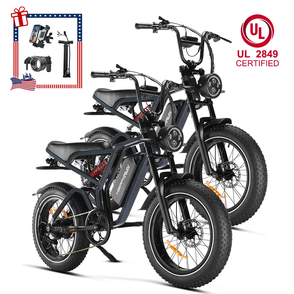 HappyRun Tank G60 Pro Moped-Style Off-Road Electric Bike (UL 2849 Certified)