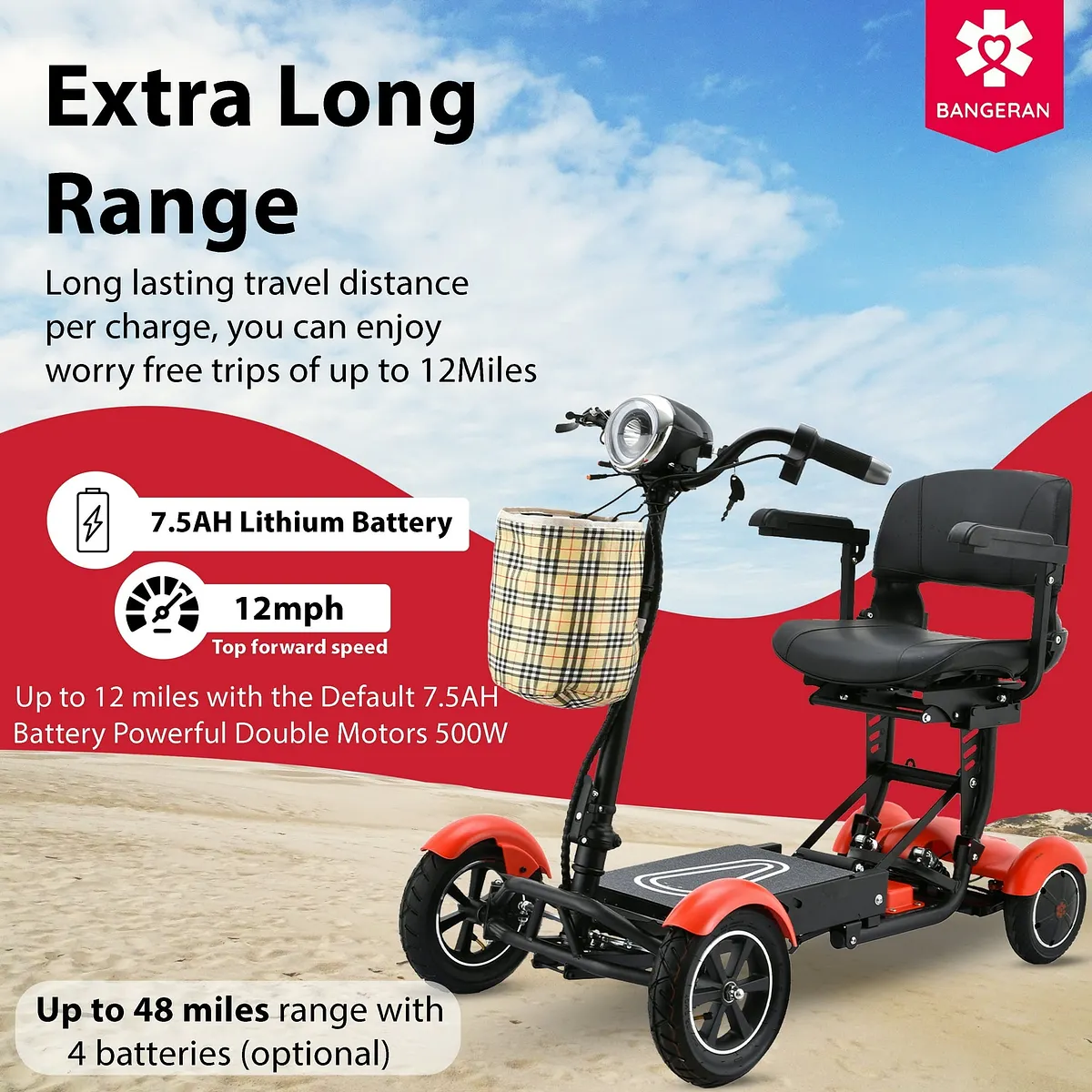 Bangeran Premium Wide Seat Smart Mobility Scooter
