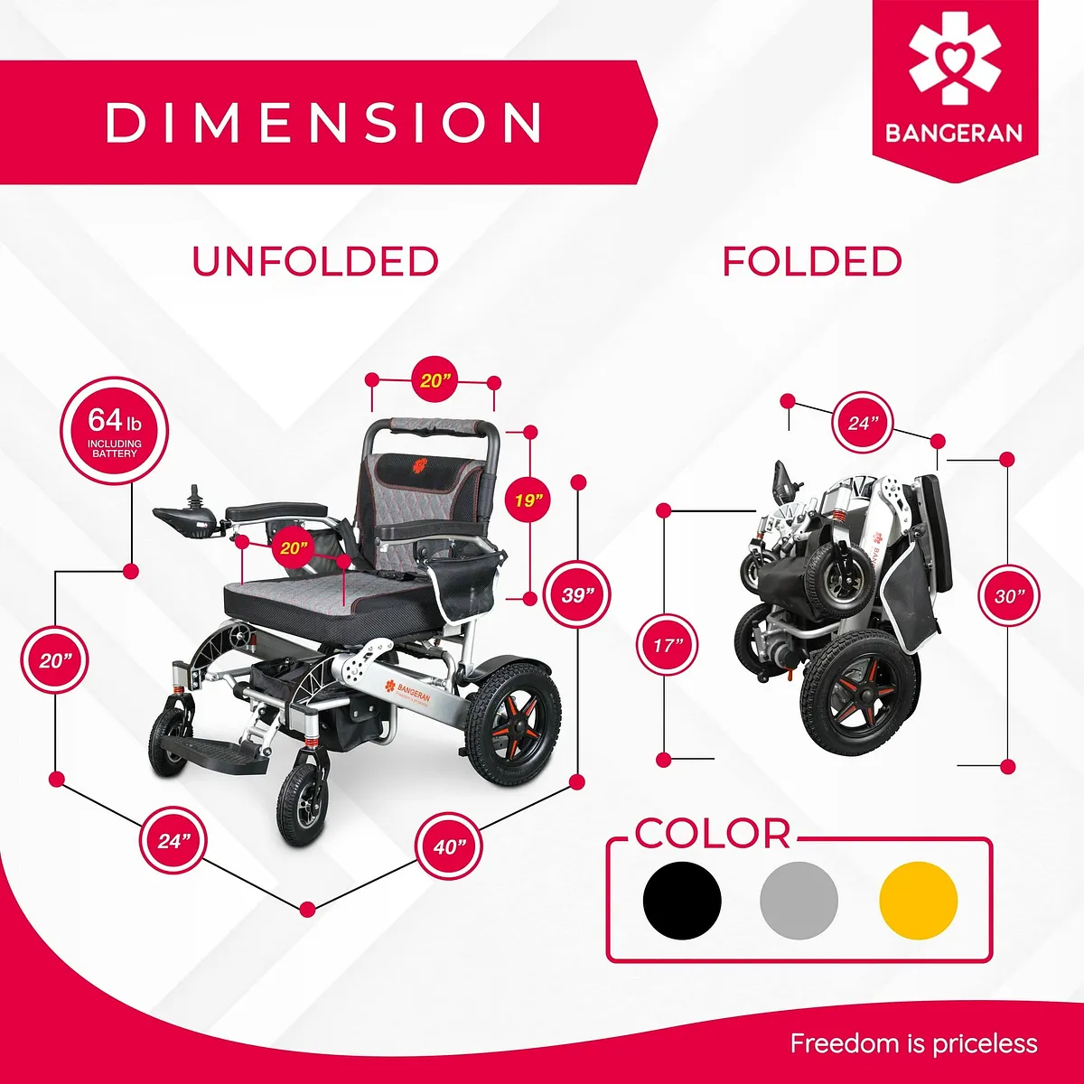 Bangeran Mammoth Ergonomic All-Terrain Compact Electric Wheelchair