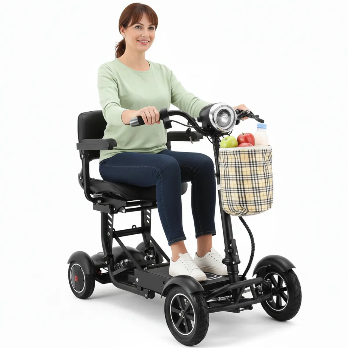 Bangeran 4-Wheel Collapsible Portable Electric Mobility Scooter – Black