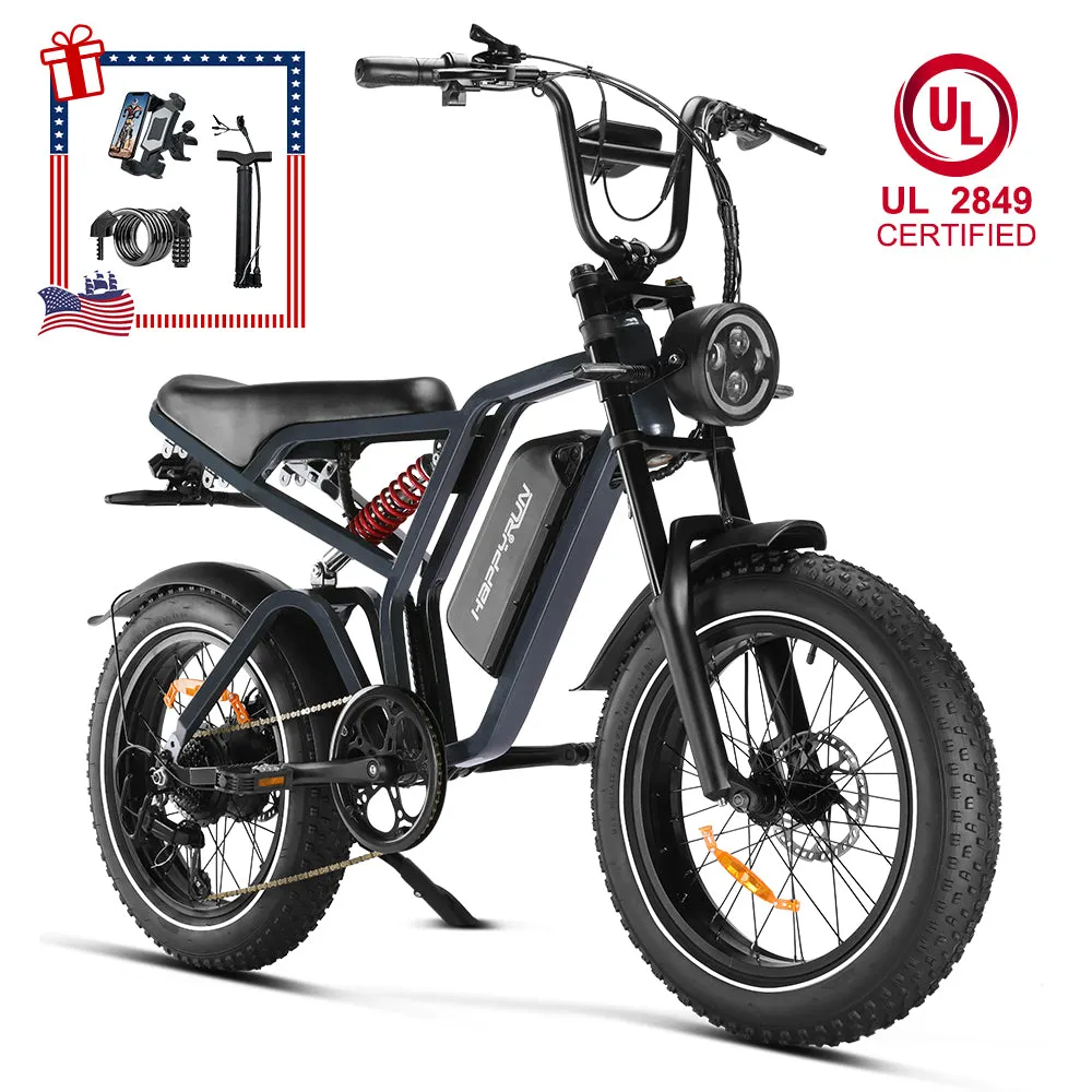 HappyRun Tank G60 Pro Moped-Style Off-Road Electric Bike (UL 2849 Certified)