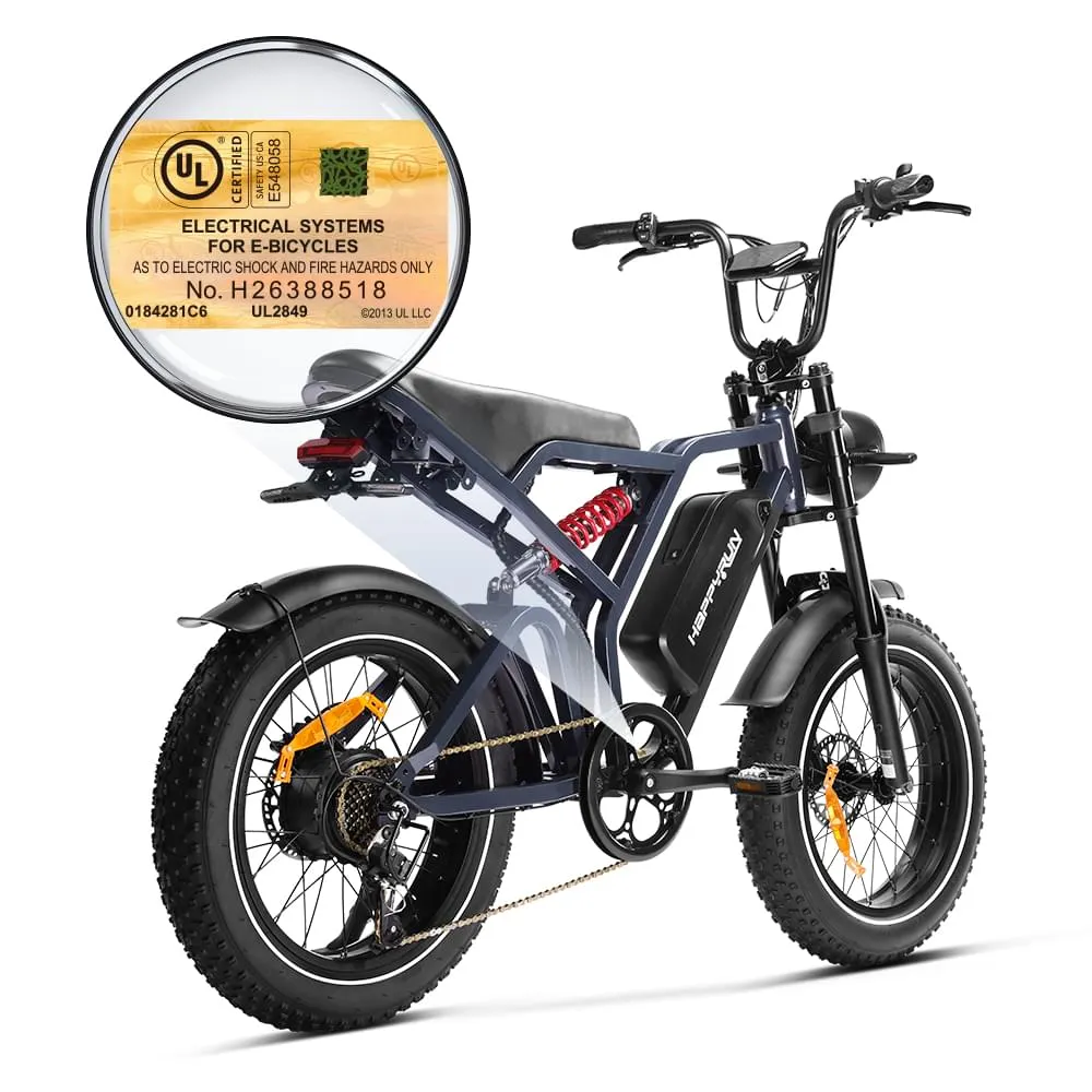 HappyRun Tank G60 Pro Moped-Style Off-Road Electric Bike (UL 2849 Certified)