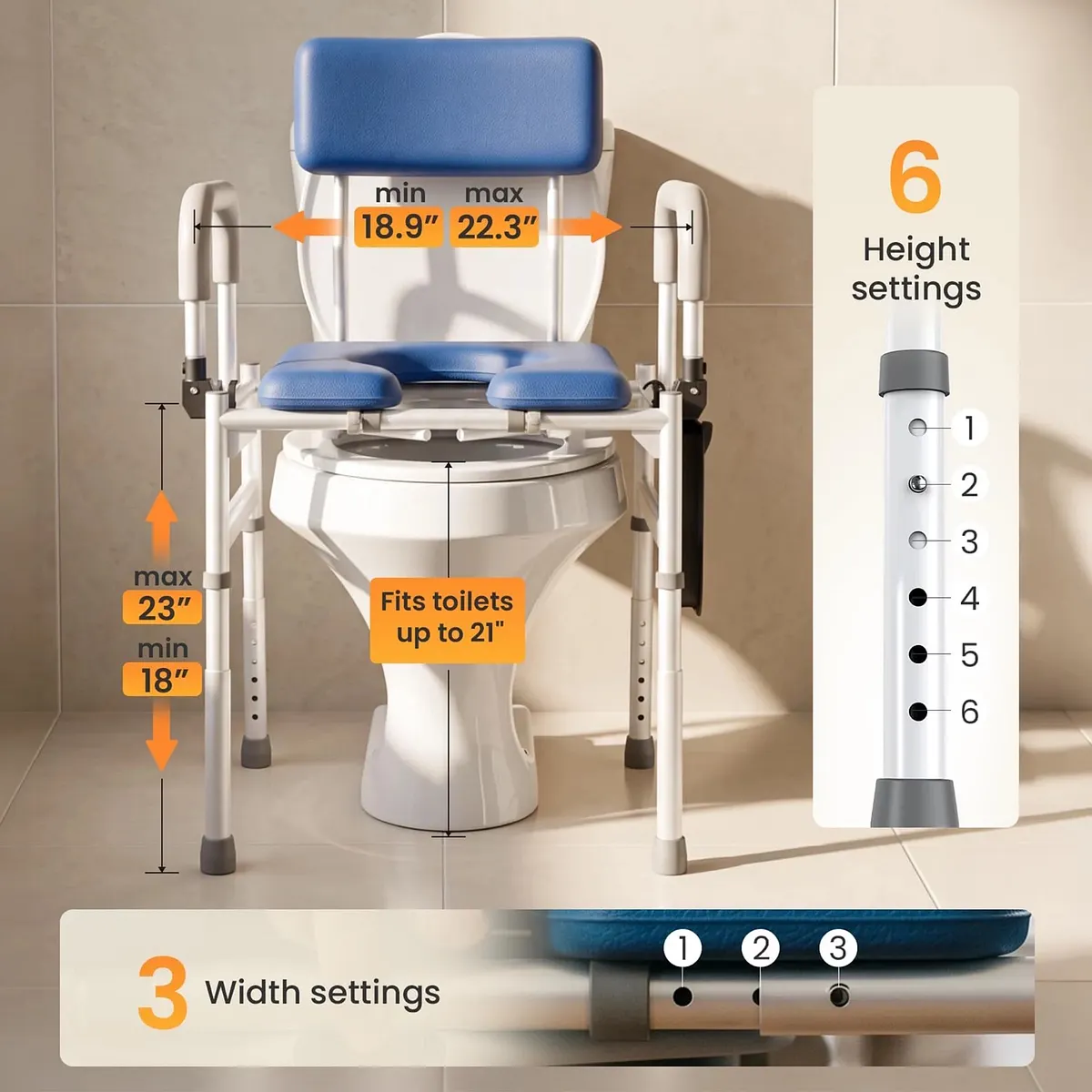 Vocic YR11 Drop-Arm Bedside Commode Chair