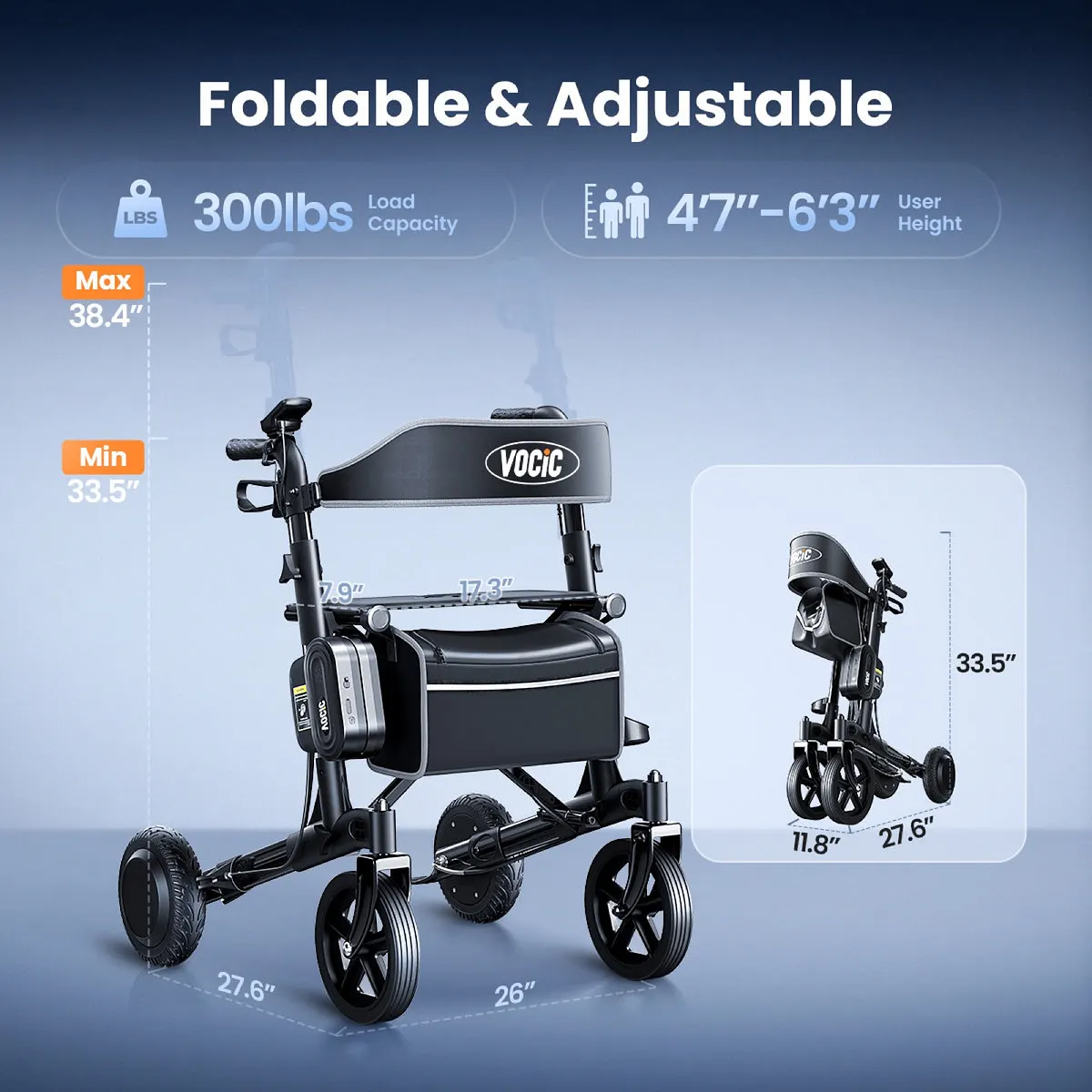 Vocic Z73 Electric Outdoor Foldable Rollator Walker