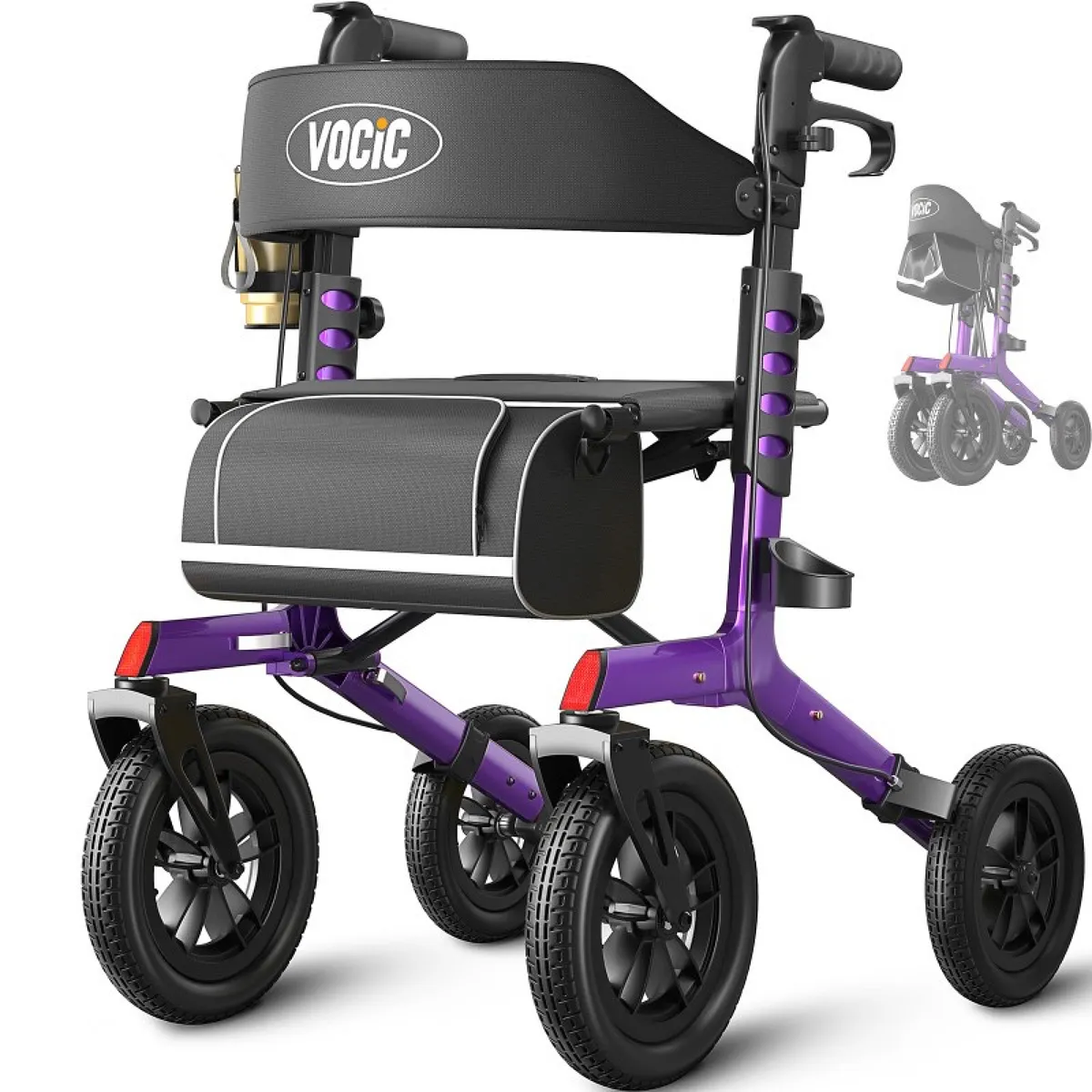 Vocic Z57 All-Terrain Outdoor Rollator with 12" Wheels