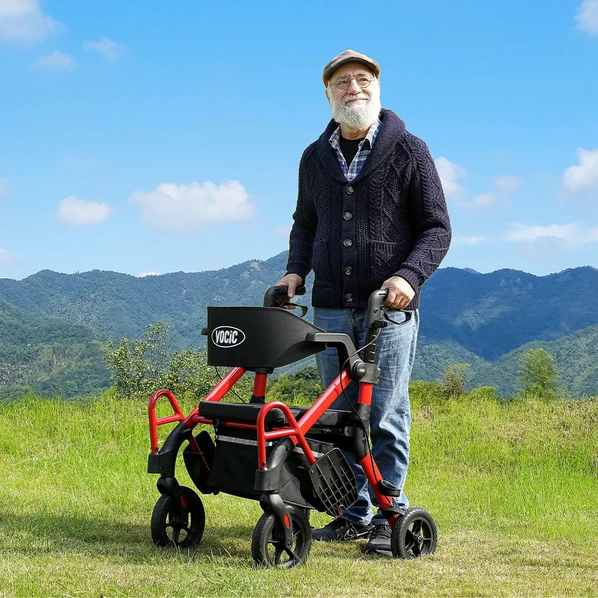Vocic Z55 Versatile 2-in-1 Rollator Walker & Transport Chair