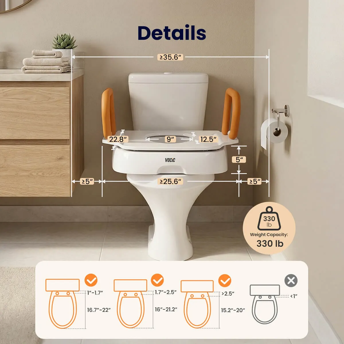Vocic AX12 Pro Comfort Steady Electric Toilet Seat Lift with Hand Controller