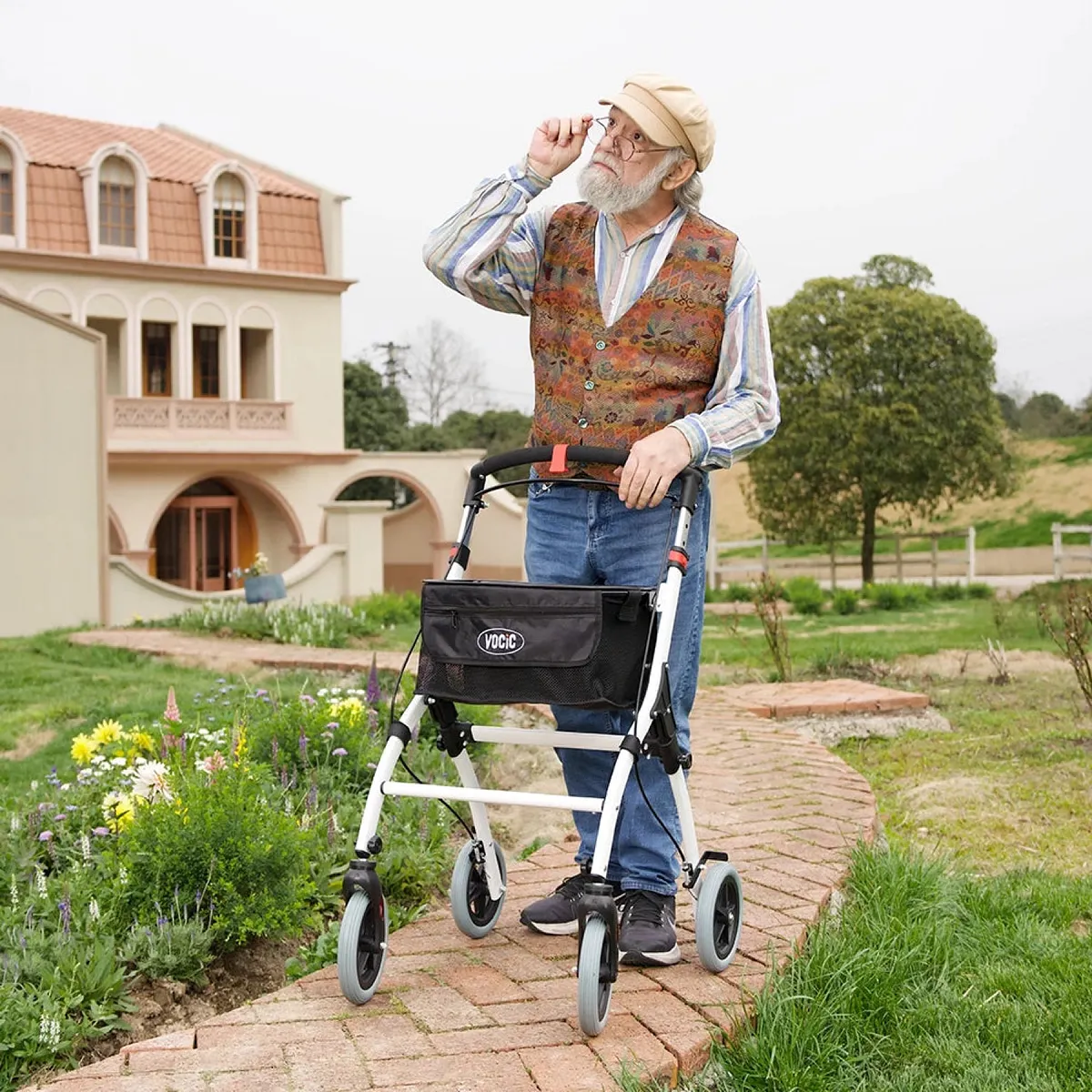 Vocic Z32 Slim Foldable Indoor Rollator for Small Spaces