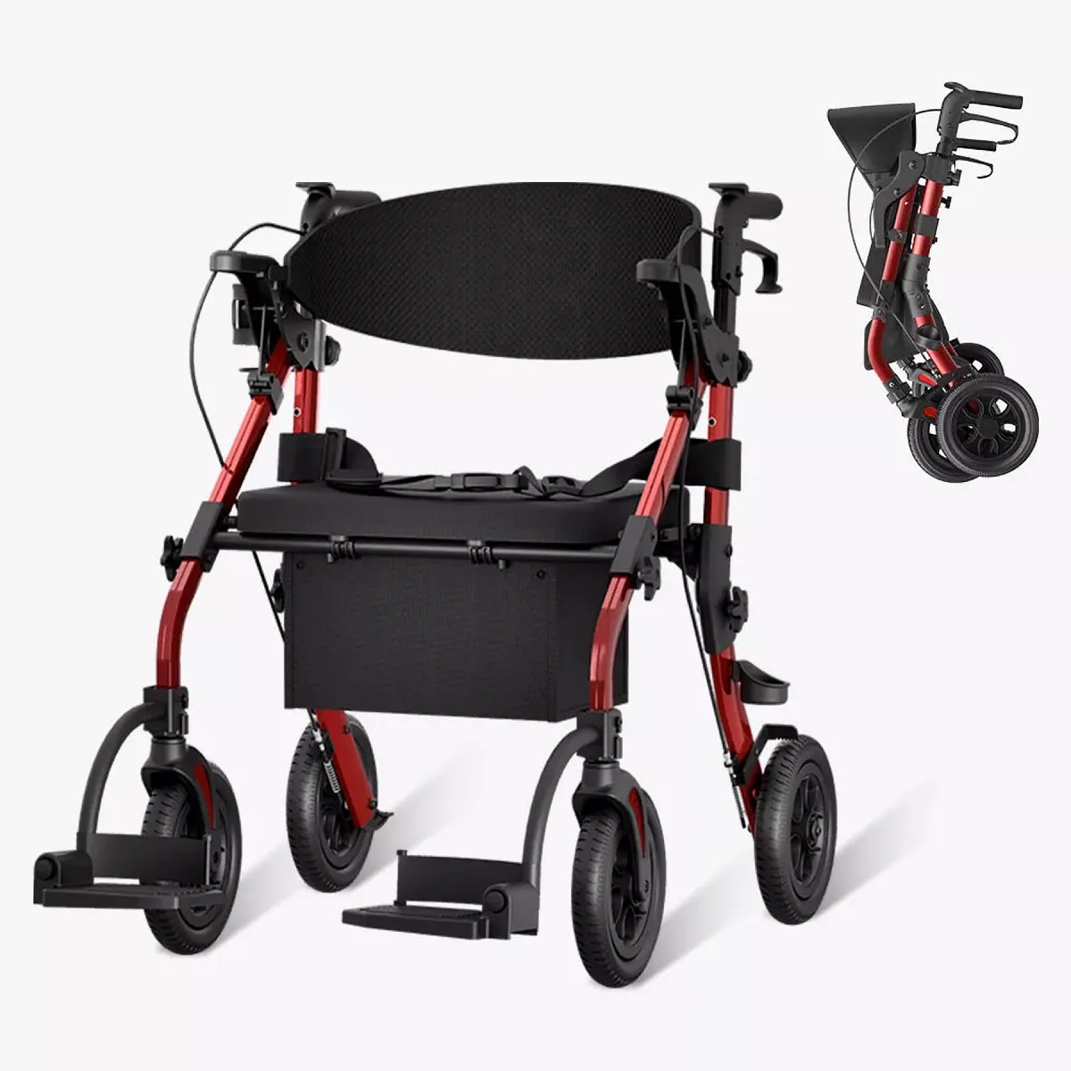 Vocic Z59 Heavy-Duty Bariatric 2-in-1 Rollator & Transport Chair