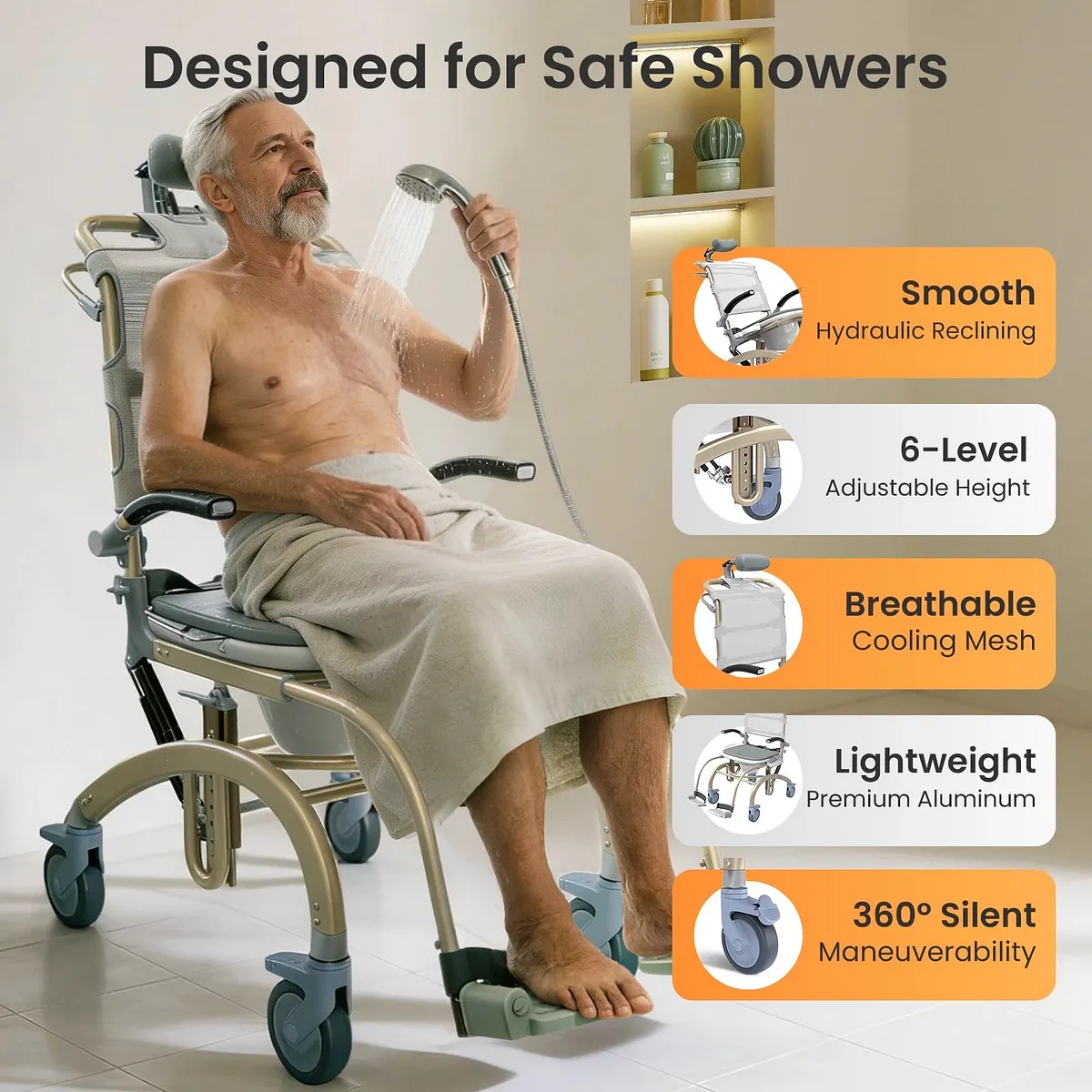 Vocic XZY08 Reclining Shower Chair